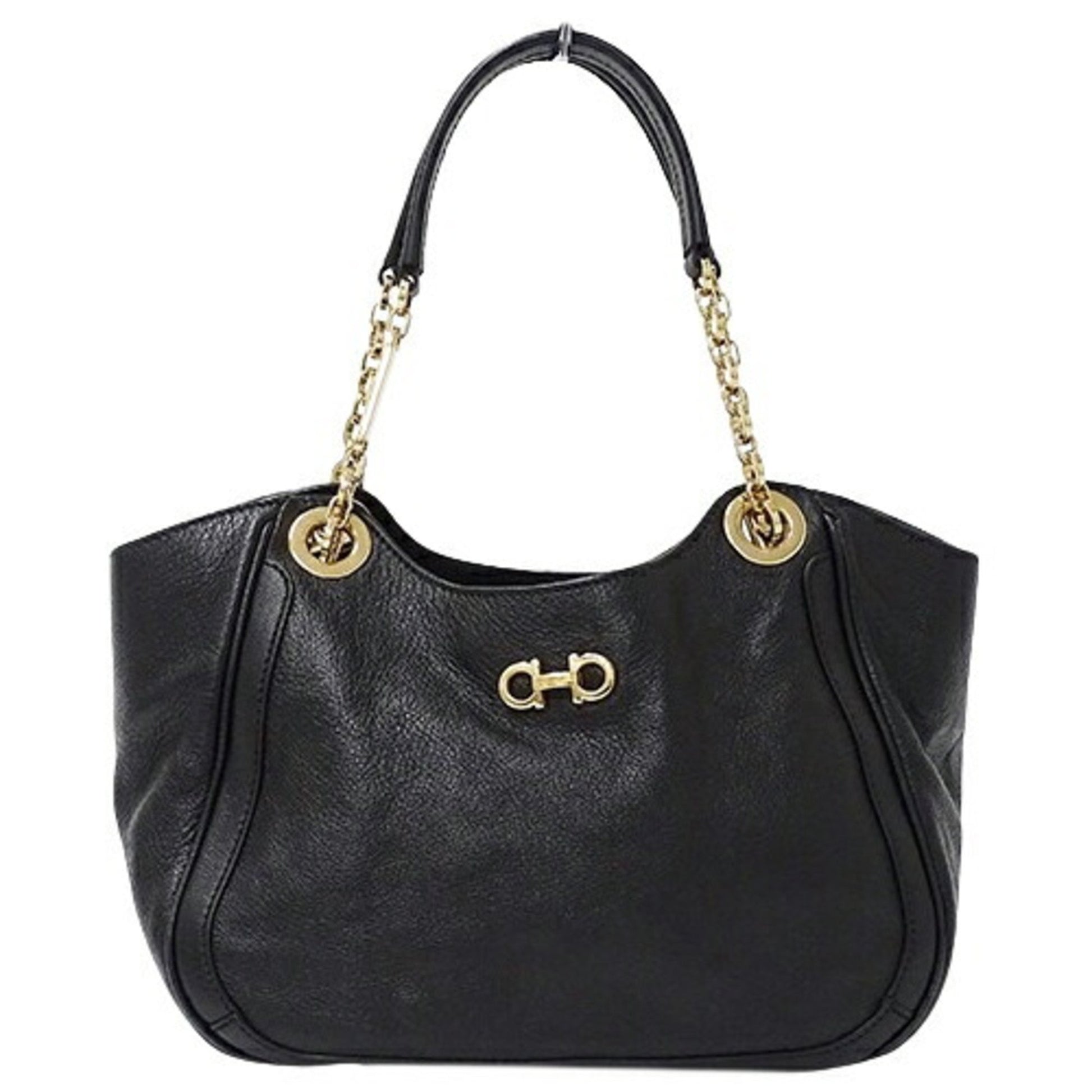 Salvatore Ferragamo Gancini, Black, Leather, tote