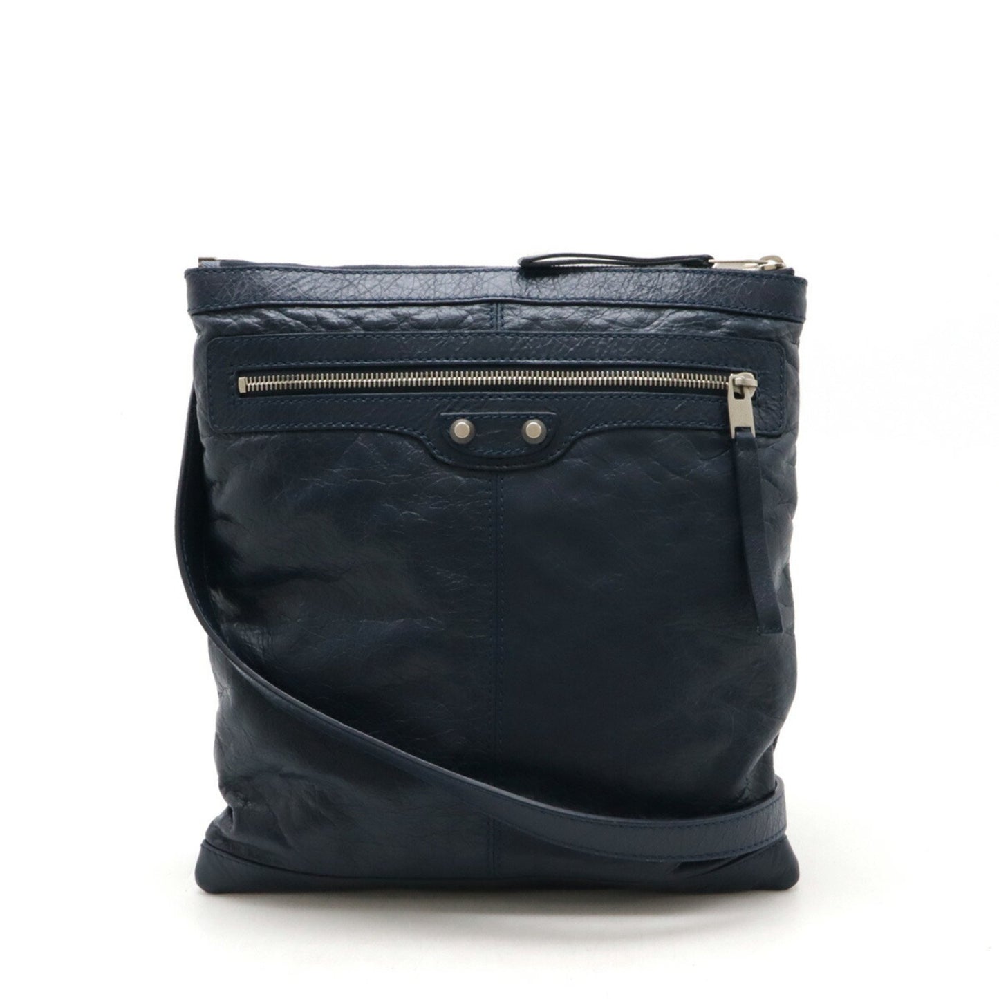 Balenciaga City, Navy, Leather, shoulder