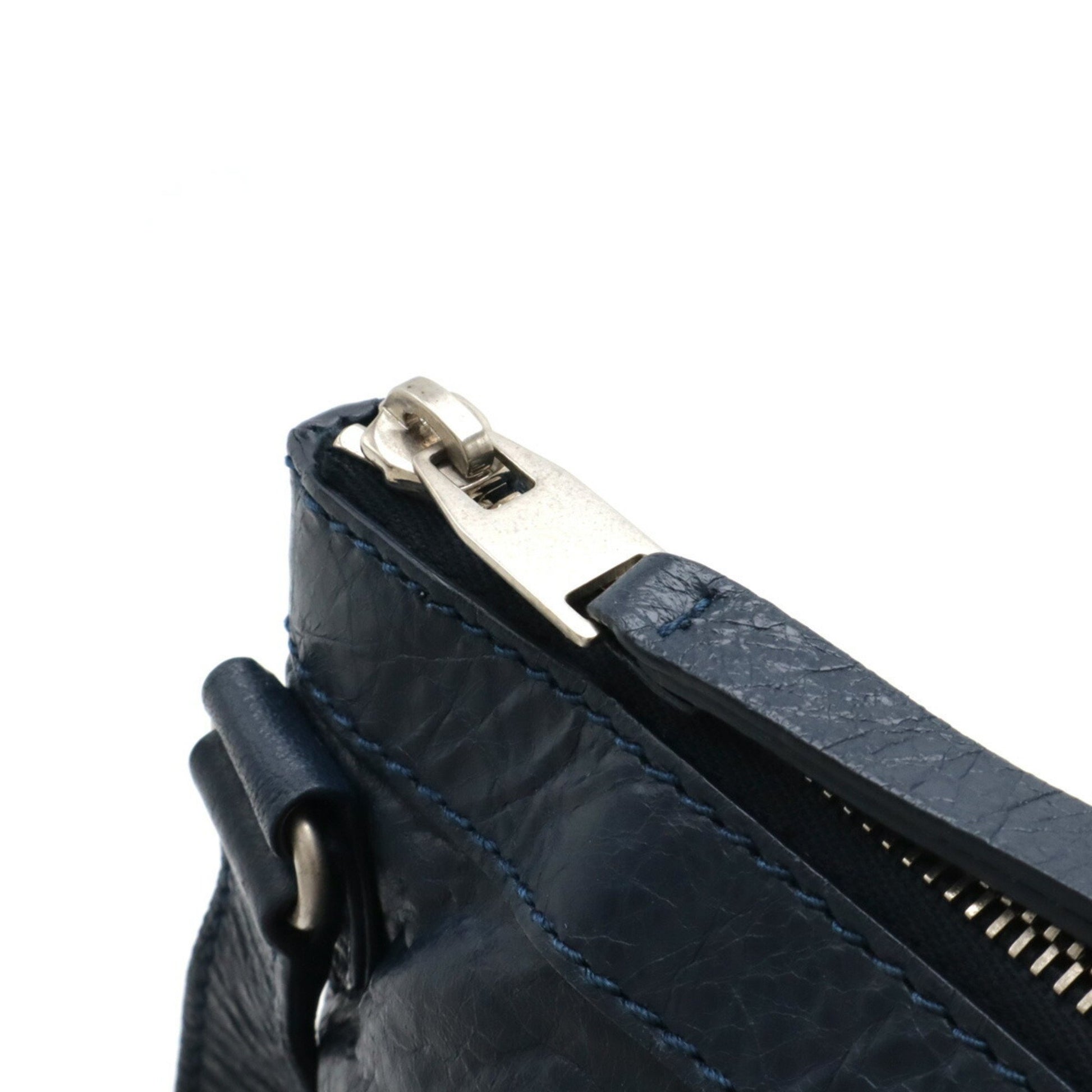 Balenciaga City, Navy, Leather, shoulder