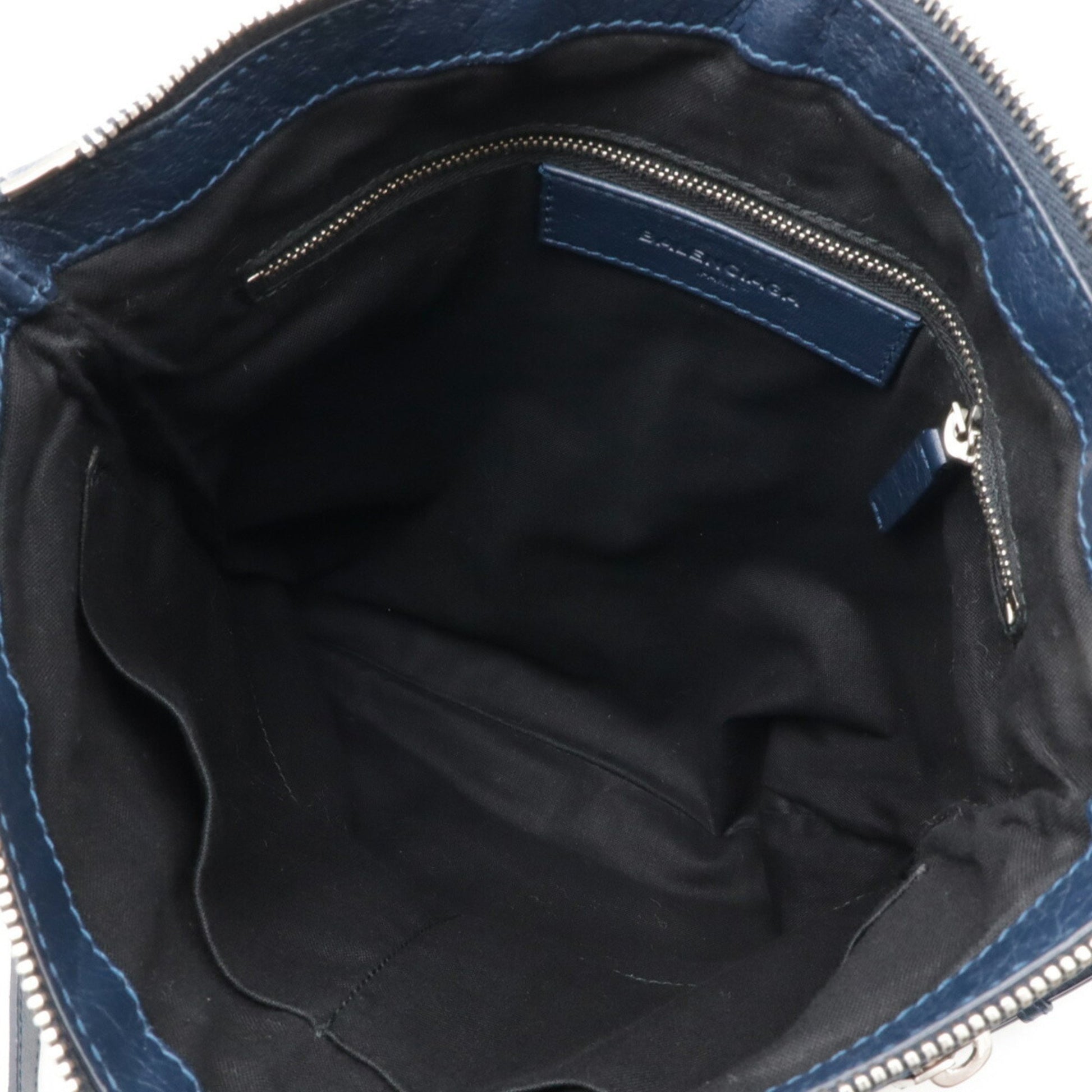 Balenciaga City, Navy, Leather, shoulder