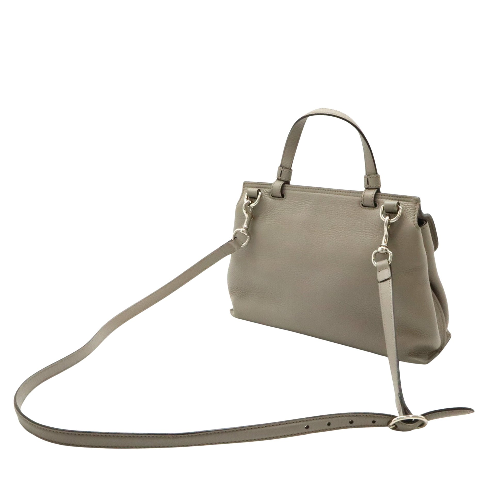 Gucci Bamboo, Grey, Leather, handbag