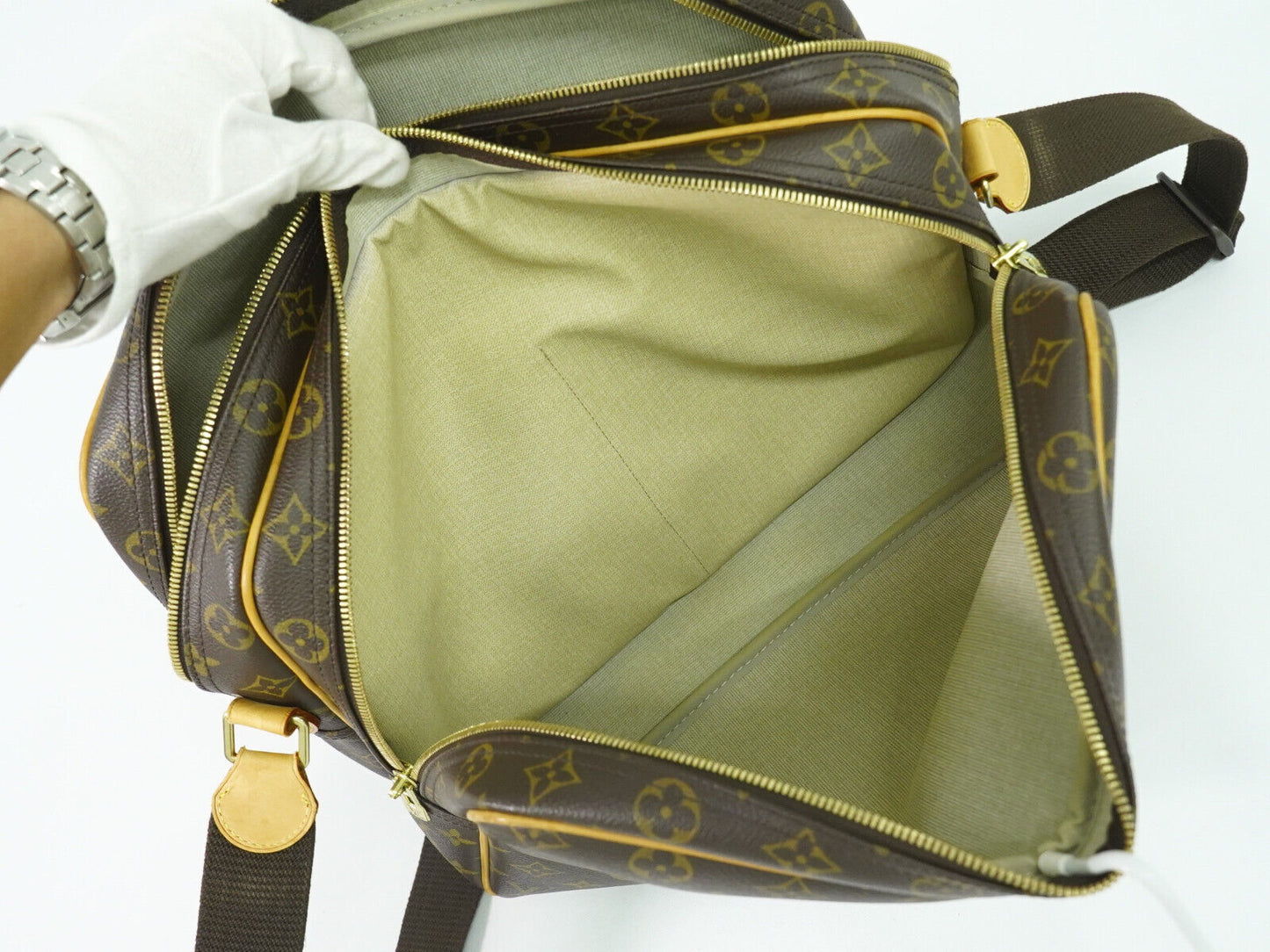 Louis Vuitton Reporter, Brown, Canvas, shoulder