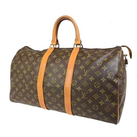 Louis Vuitton Keepall 45, Brown, Canvas, handbag