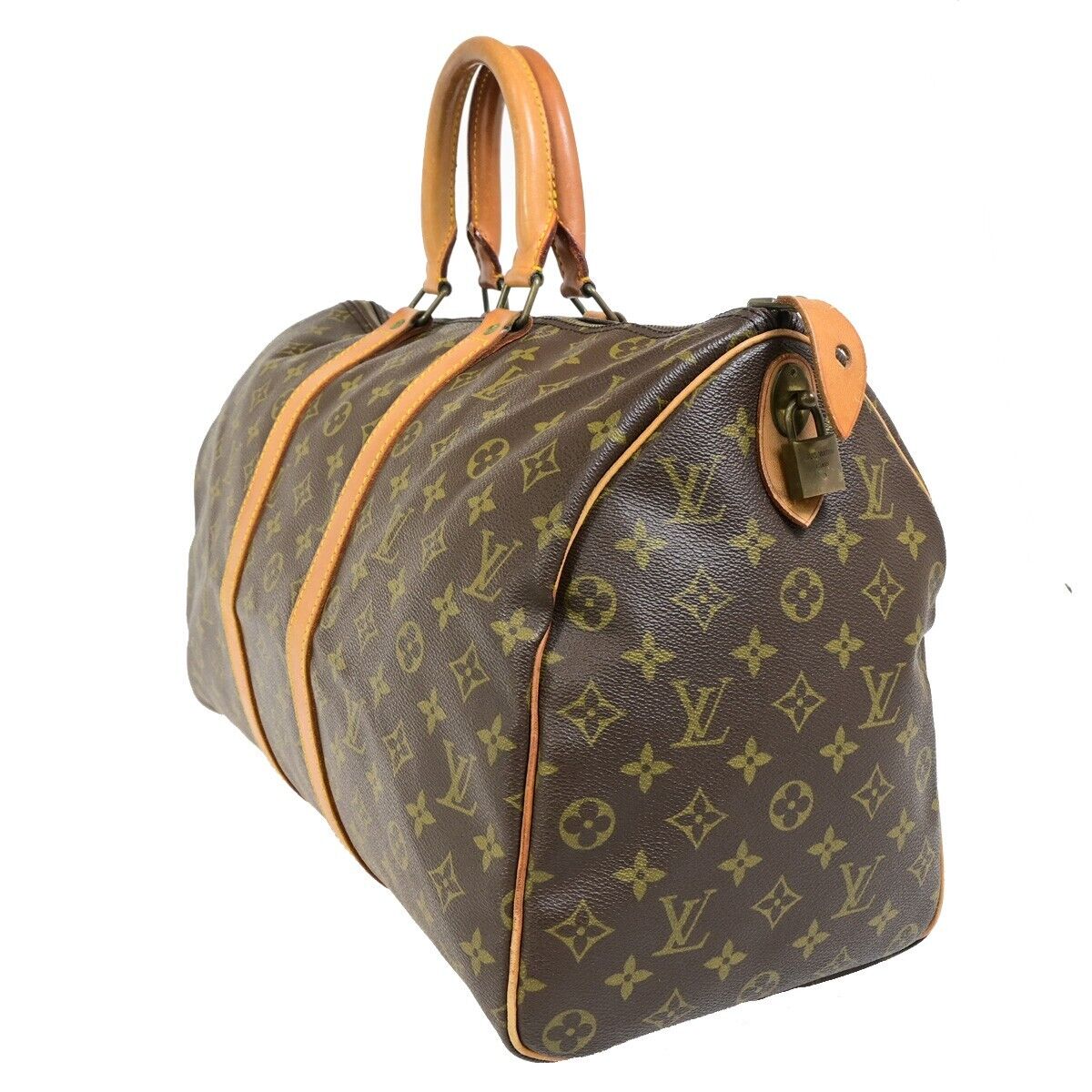 Louis Vuitton Keepall 45, Brown, Canvas, handbag