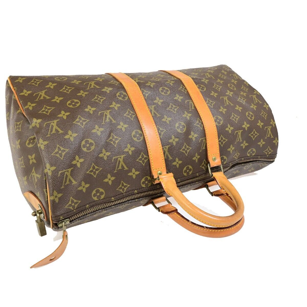 Louis Vuitton Keepall 45, Brown, Canvas, handbag