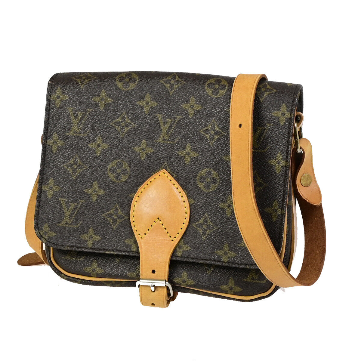 Louis Vuitton Cartouchiere, Brown, Canvas, shoulder