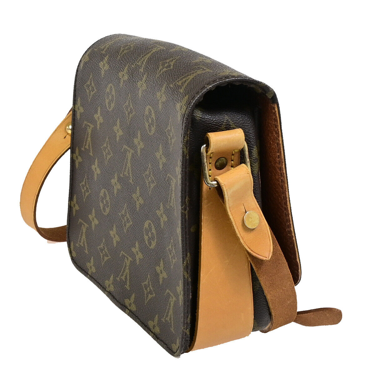 Louis Vuitton Cartouchiere, Brown, Canvas, shoulder