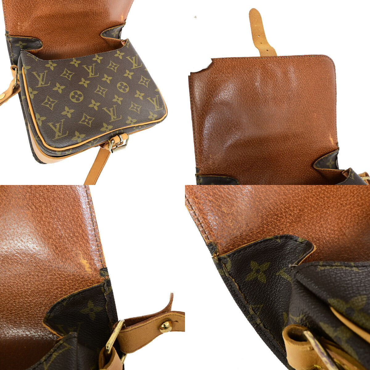 Louis Vuitton Cartouchiere, Brown, Canvas, shoulder