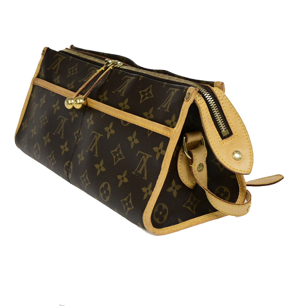 Louis Vuitton Popincourt, Brown, Canvas, shoulder