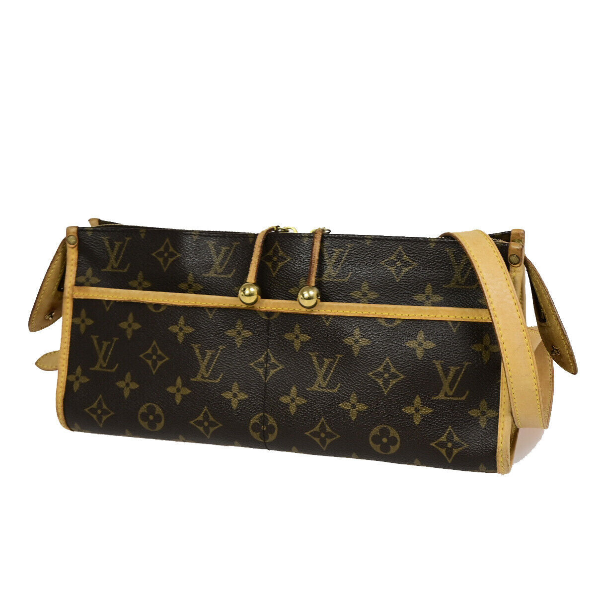 Louis Vuitton Popincourt, Brown, Canvas, shoulder