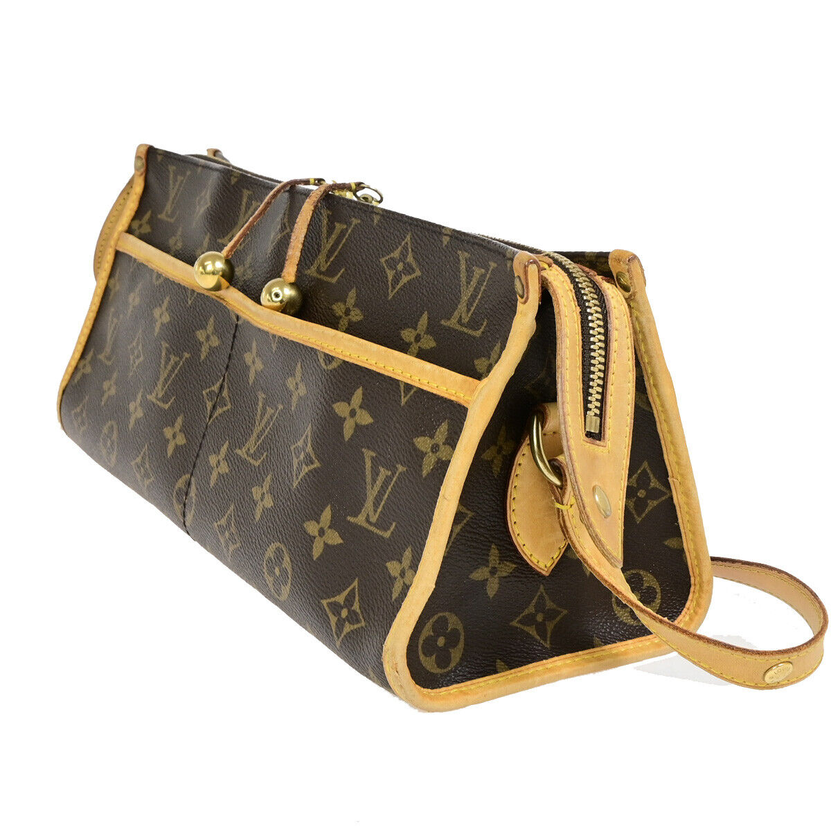 Louis Vuitton Popincourt, Brown, Canvas, shoulder