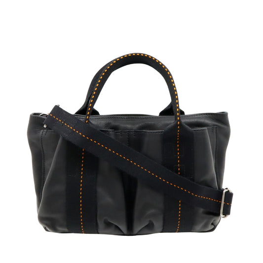 Hermès Caravane, Black, Leather, handbag