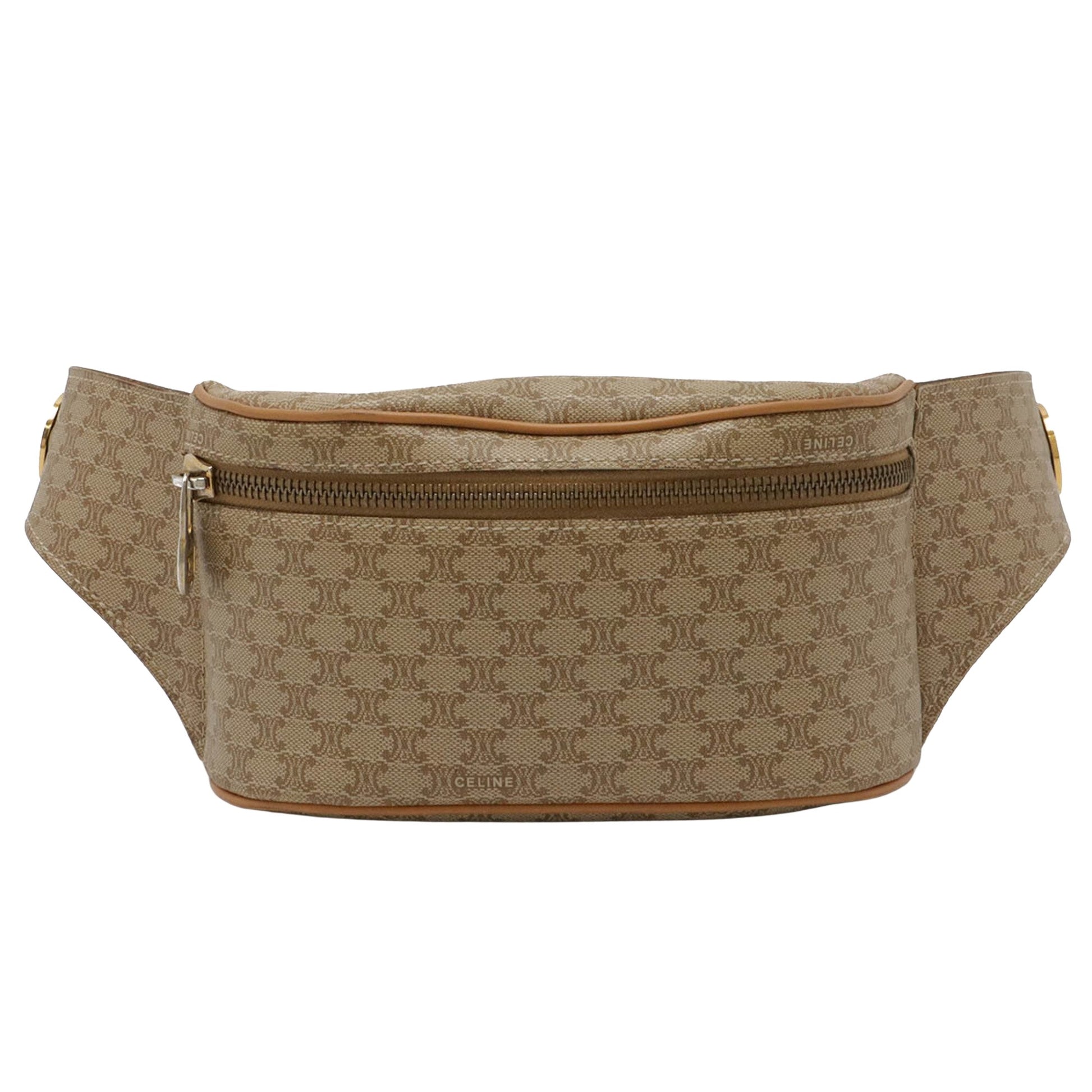 Céline Macadam, Beige, Canvas, shoulder