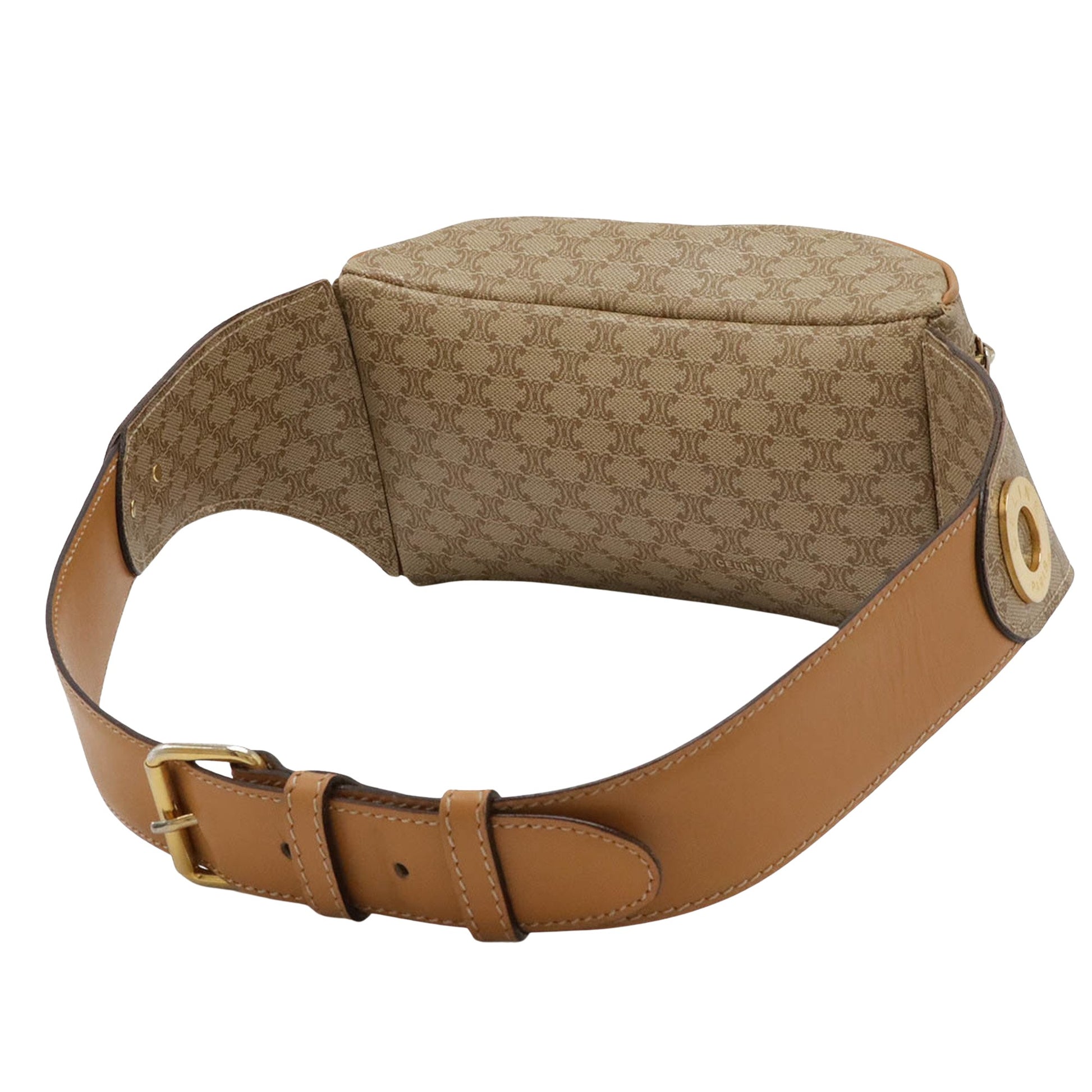 Céline Macadam, Beige, Canvas, shoulder