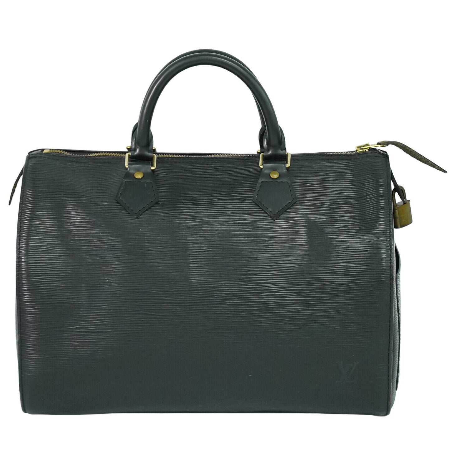 Louis Vuitton Speedy 30, Black, Leather, handbag