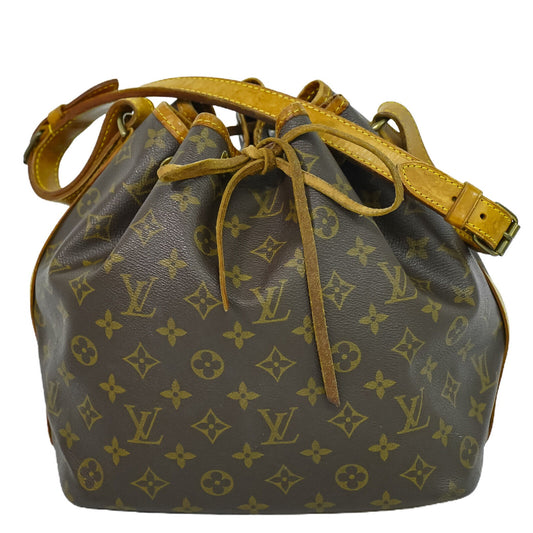 Louis Vuitton Petit Noé, Brown, Canvas, handbag