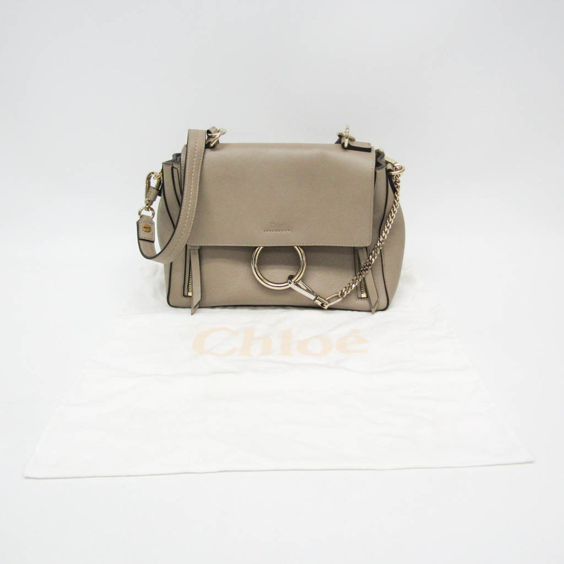 Chloé Faye Day, Beige, Leather, handbag