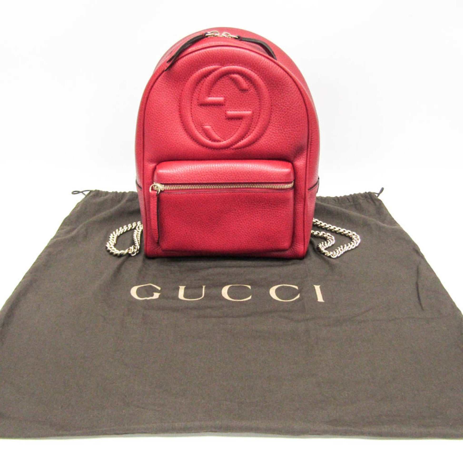 Gucci Soho, Red, Leather, backpack