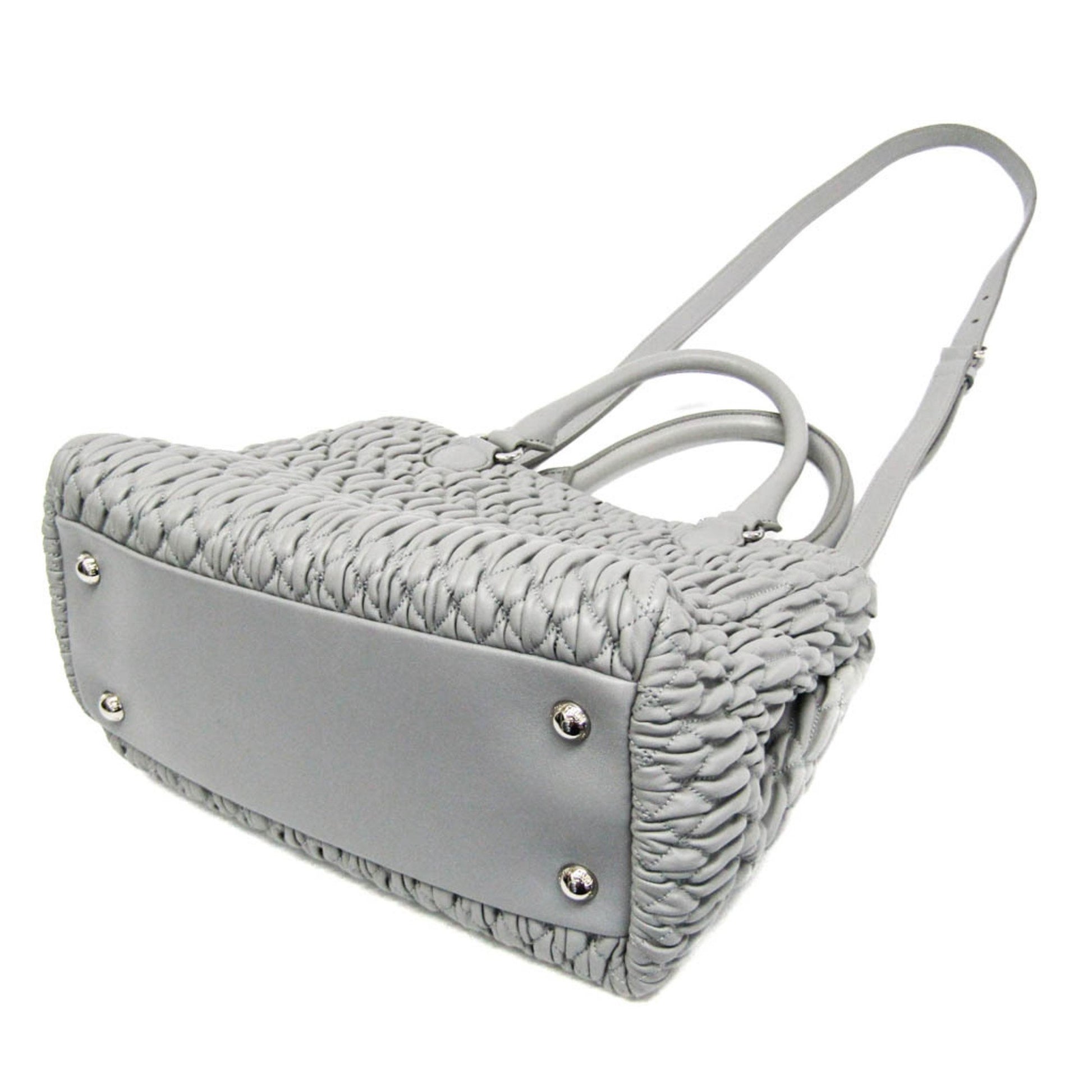 Miu Miu Matelassé, Grey, Leather, shoulder