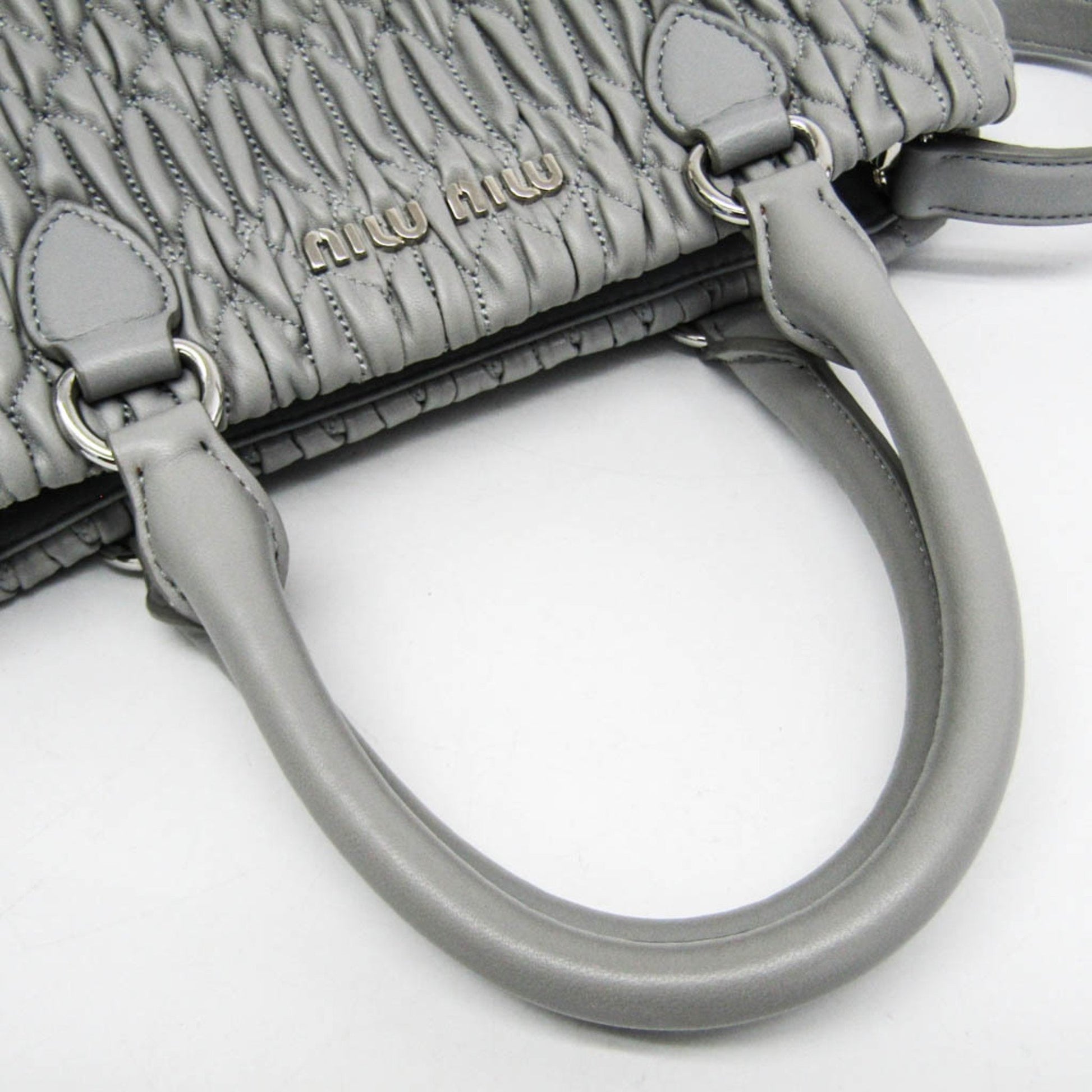 Miu Miu Matelassé, Grey, Leather, shoulder