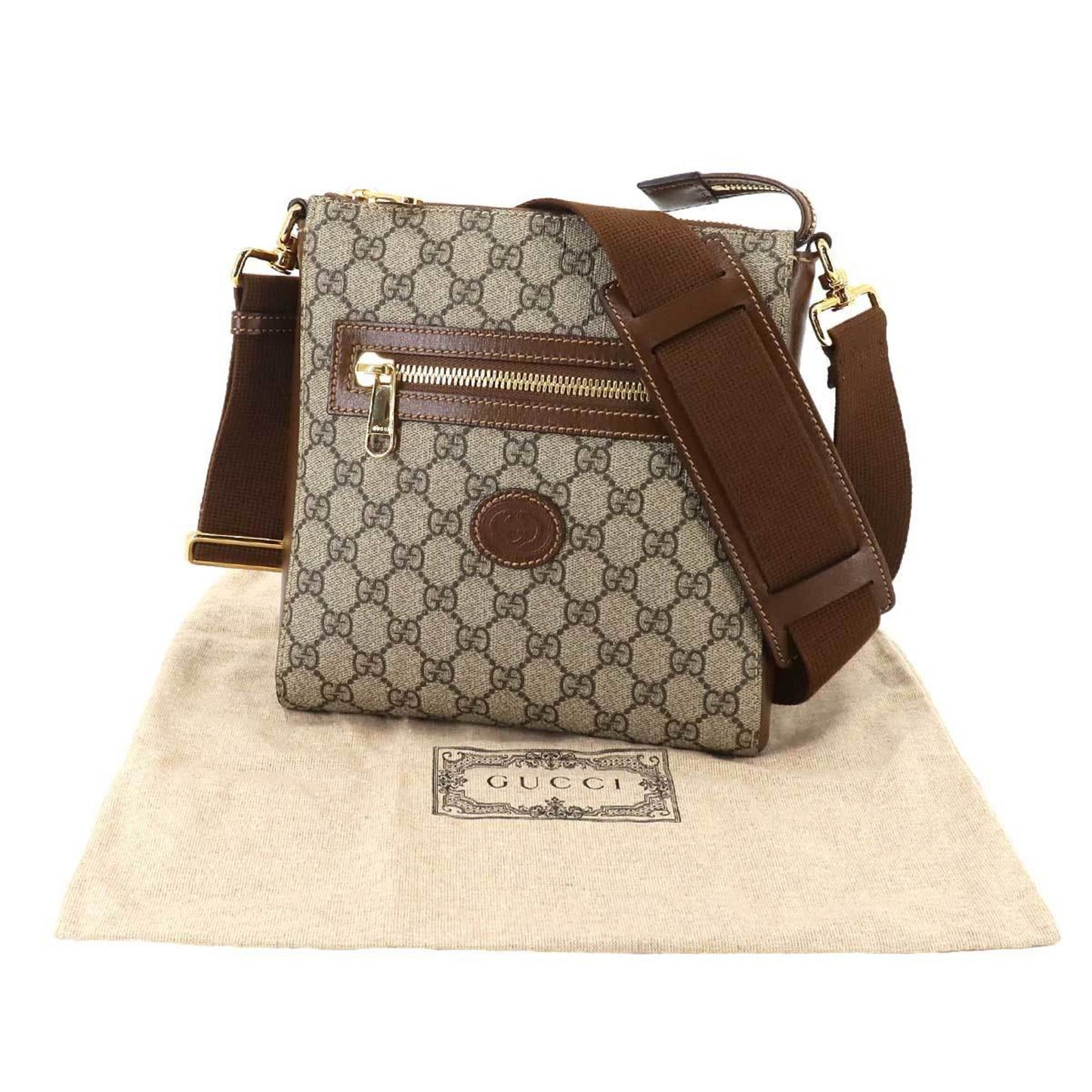 Gucci Messenger, Beige, Canvas, shoulder