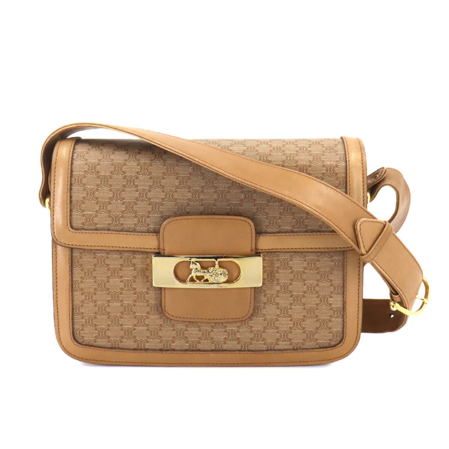 Céline Macadam, Beige, Canvas, shoulder