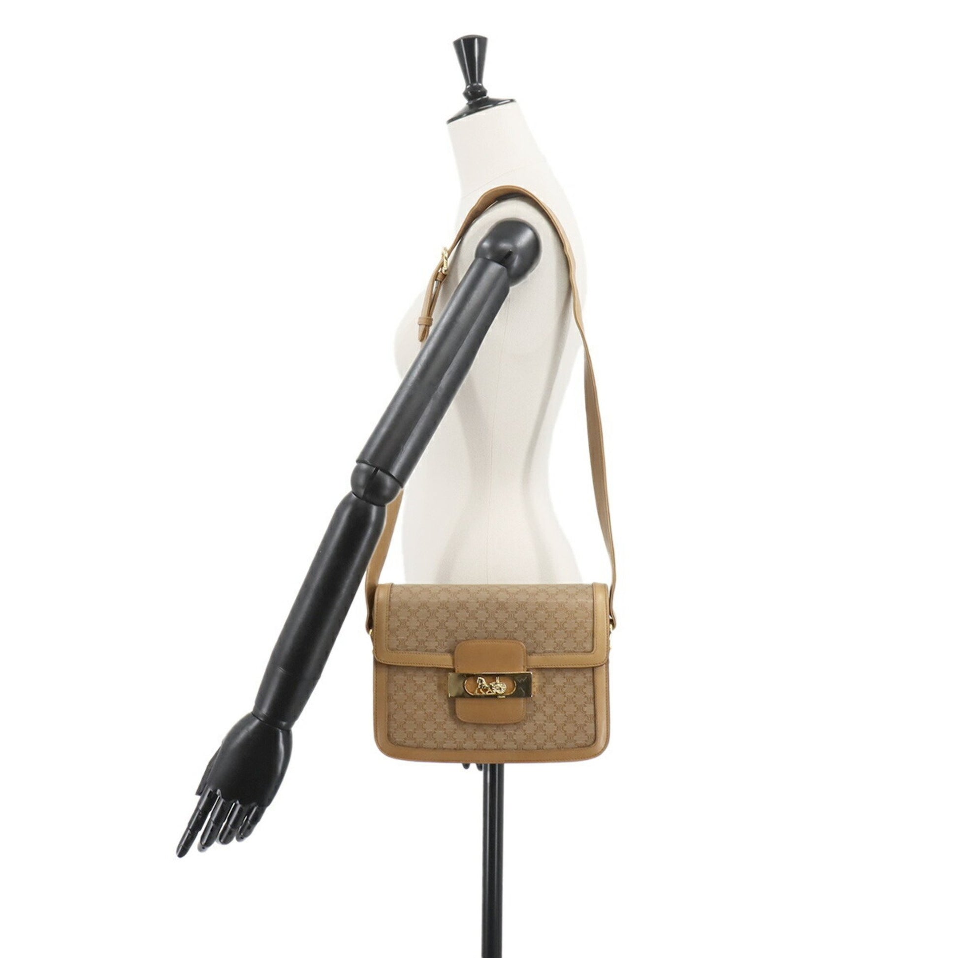 Céline Macadam, Beige, Canvas, shoulder