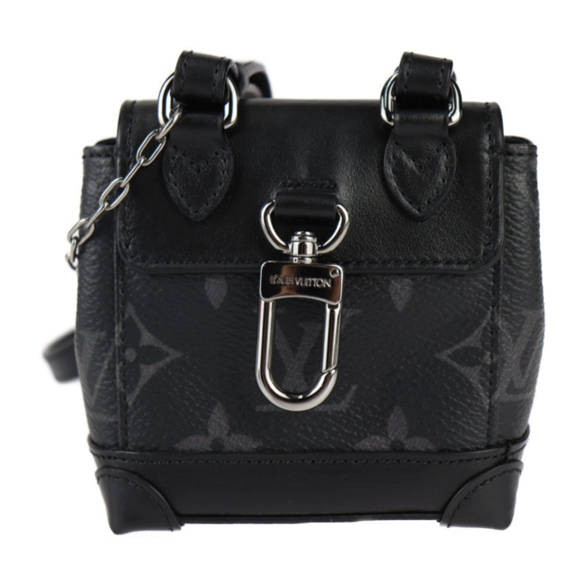 Louis Vuitton Steamer, Black, Leather, shoulder