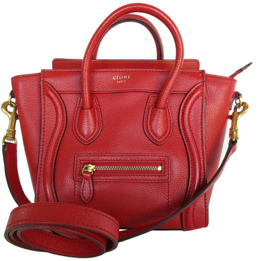 Céline Luggage, Red, Leather, handbag