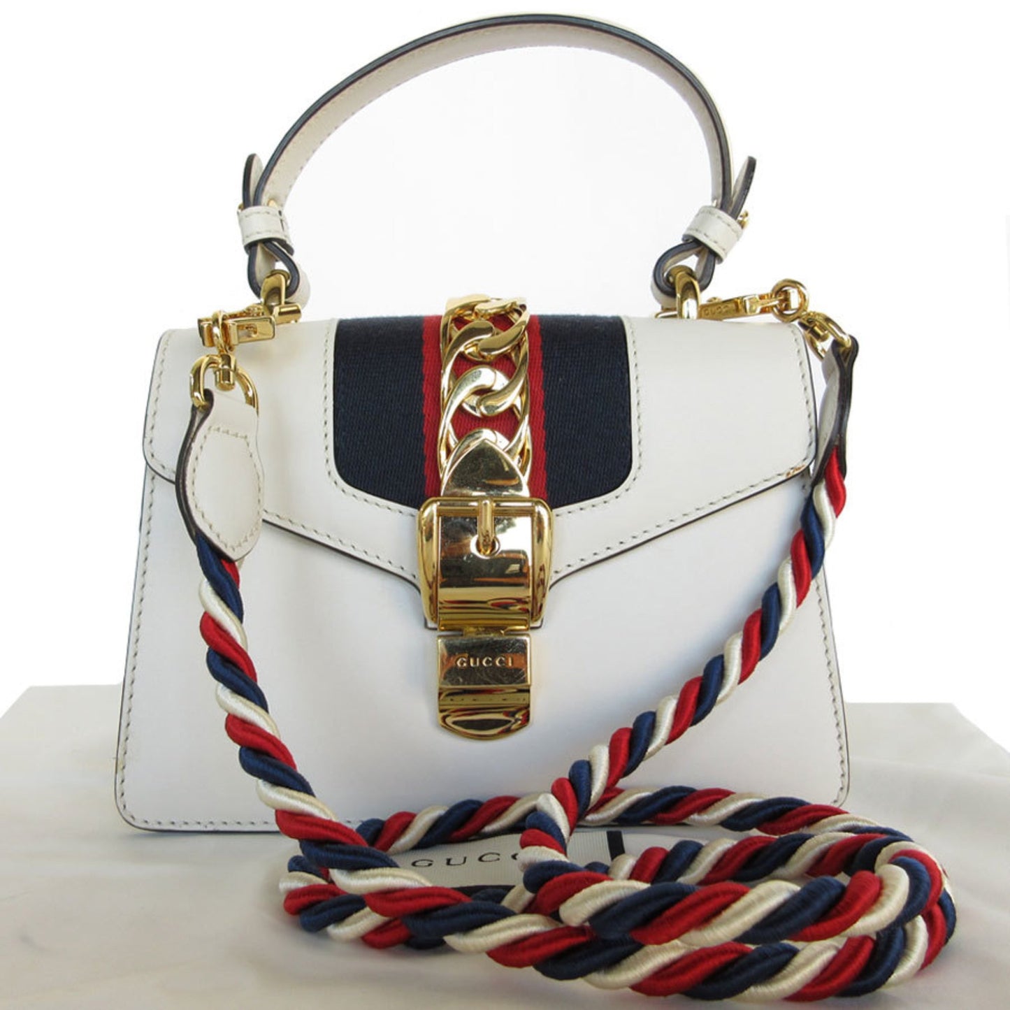 Gucci Sylvie, White, Leather, shoulder