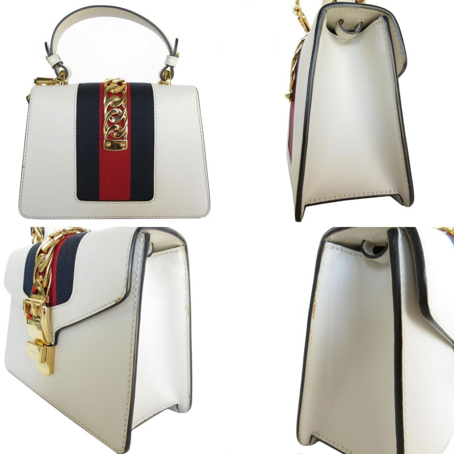 Gucci Sylvie, White, Leather, shoulder