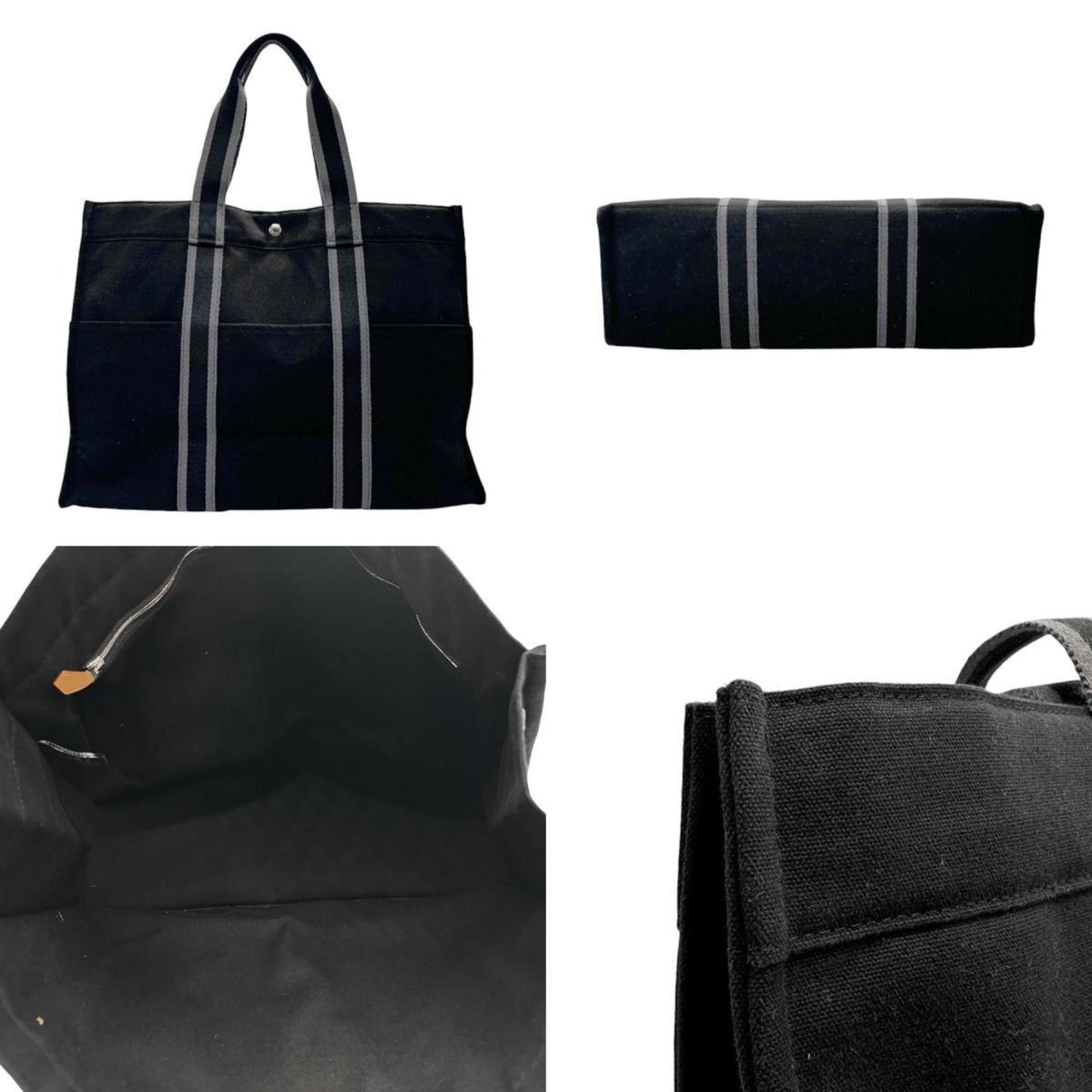 Hermès Fourre tout, Black, Canvas, tote