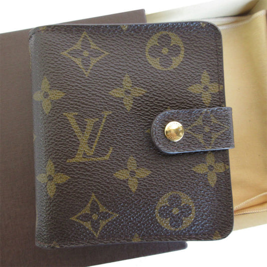 Louis Vuitton Compact zip, Brown, Canvas, wallet