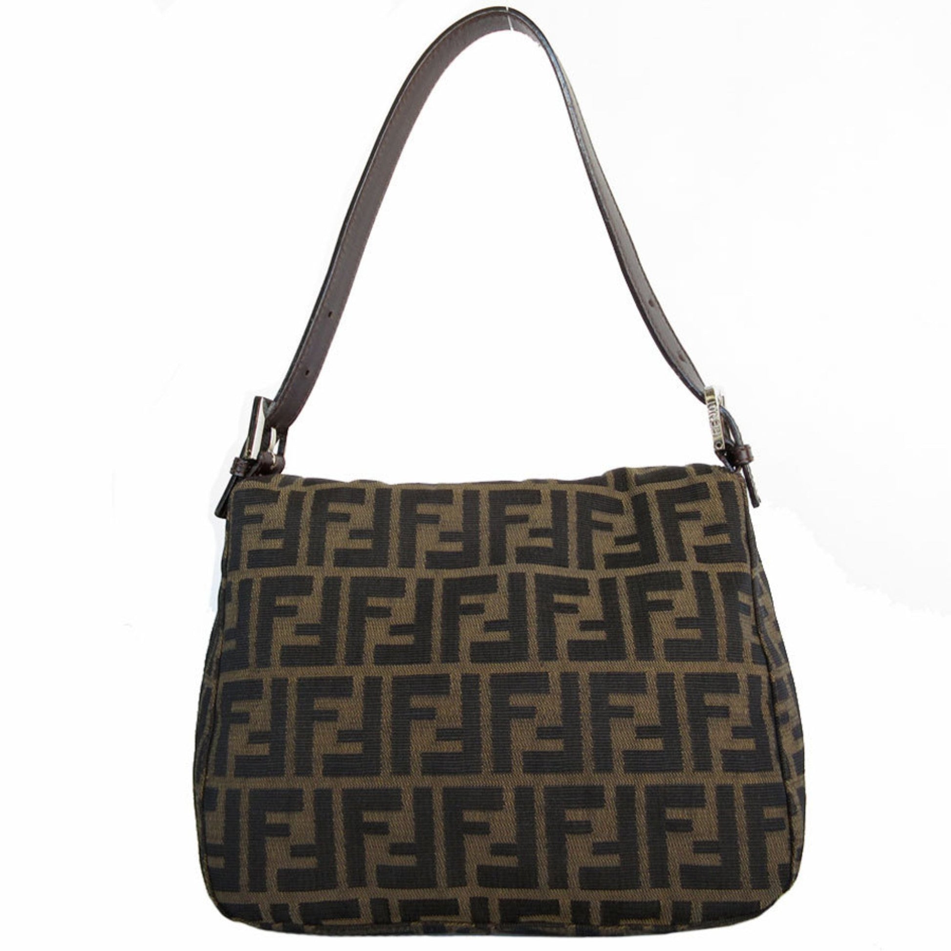 Fendi Zucca, Brown, Canvas, shoulder