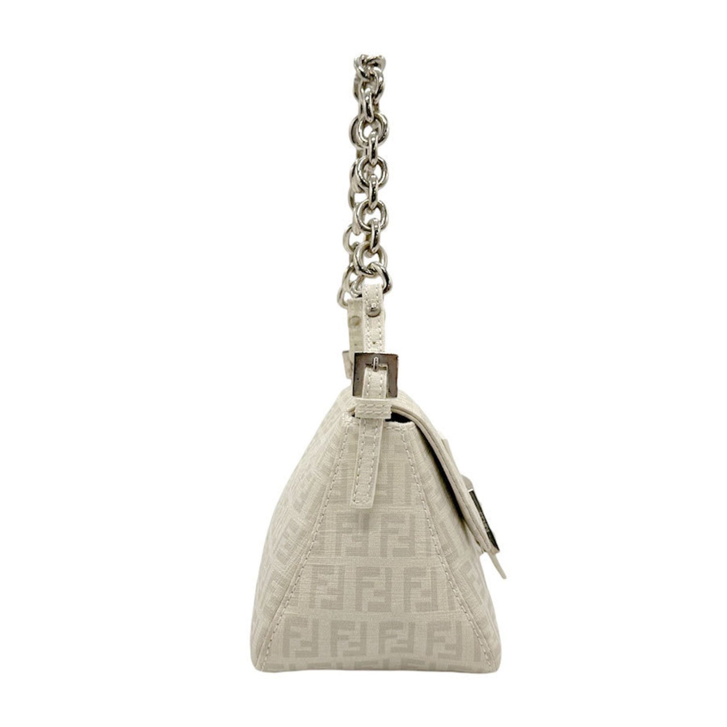 Fendi Zucchino, White, Canvas, handbag