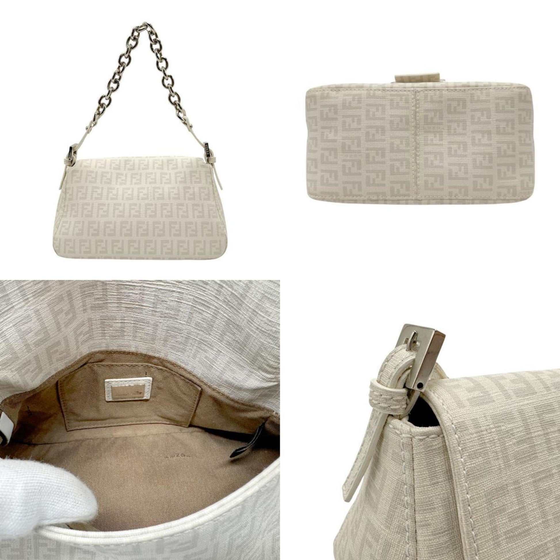 Fendi Zucchino, White, Canvas, handbag