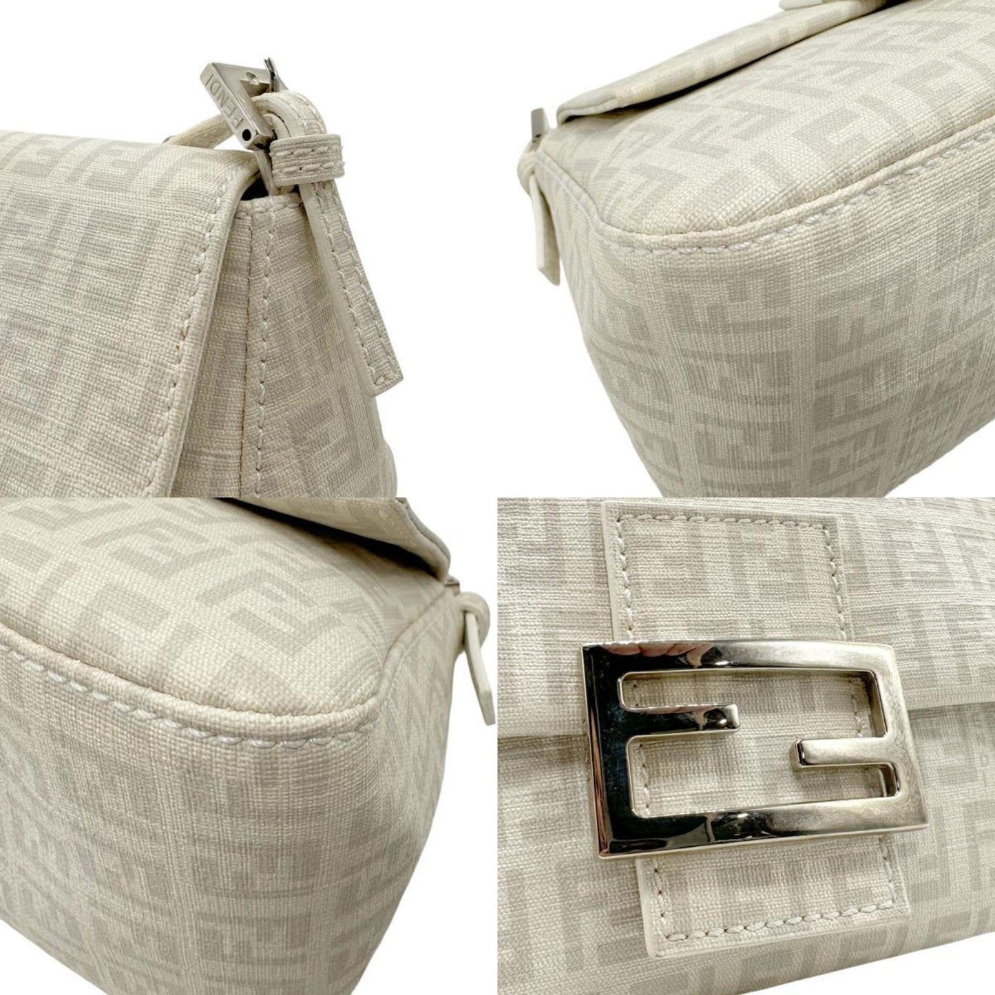 Fendi Zucchino, White, Canvas, handbag