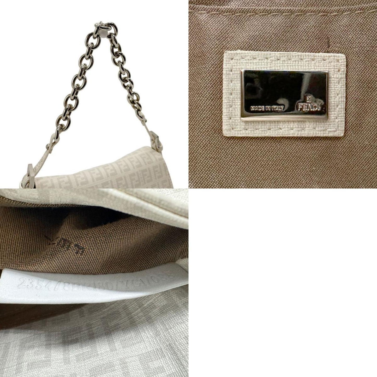 Fendi Zucchino, White, Canvas, handbag