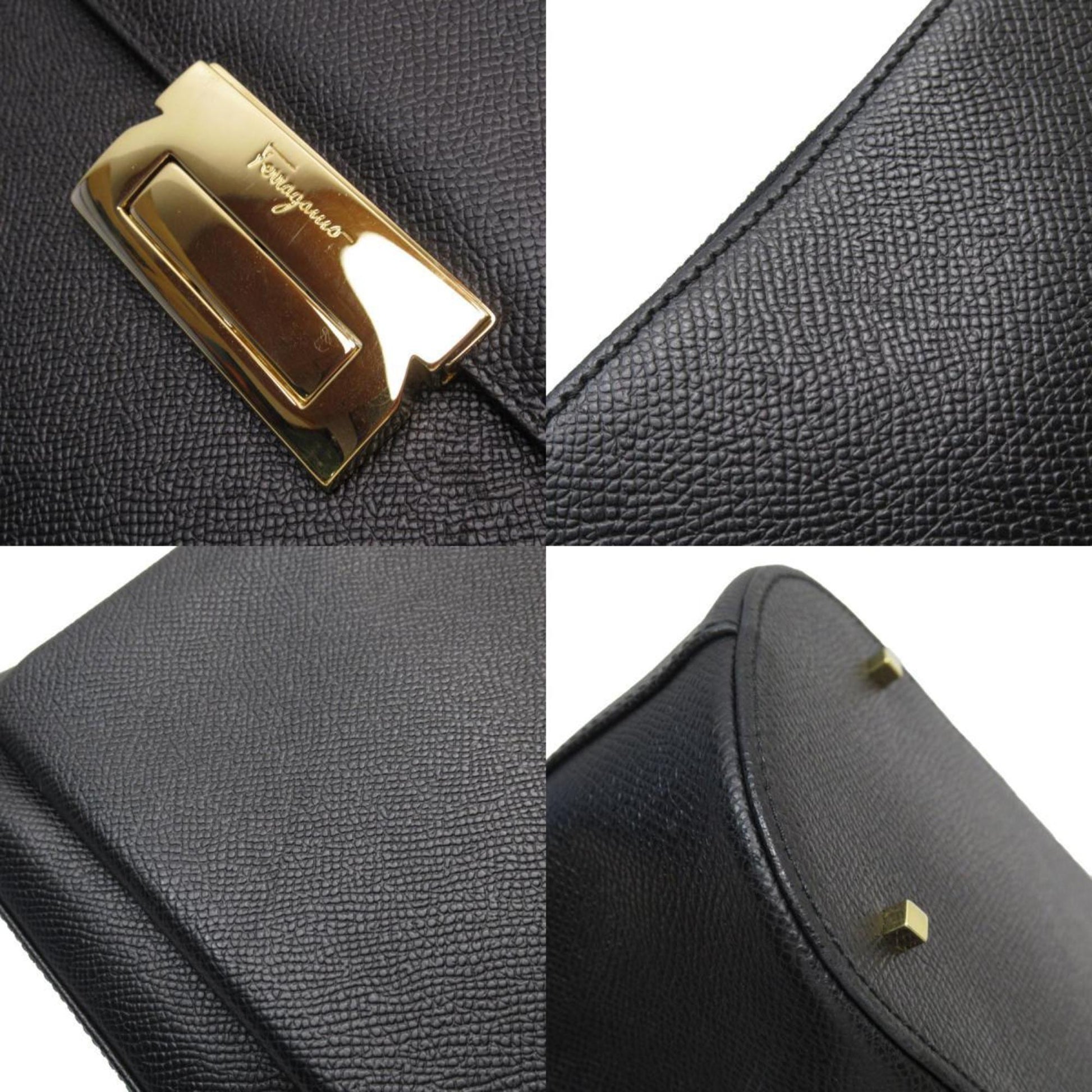 Salvatore Ferragamo, Black, Leather, shoulder