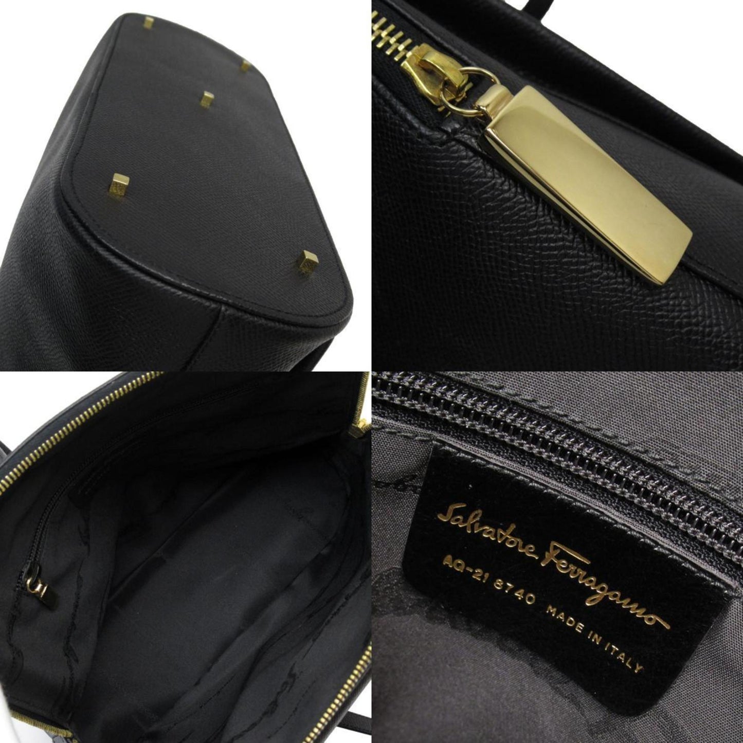 Salvatore Ferragamo, Black, Leather, shoulder