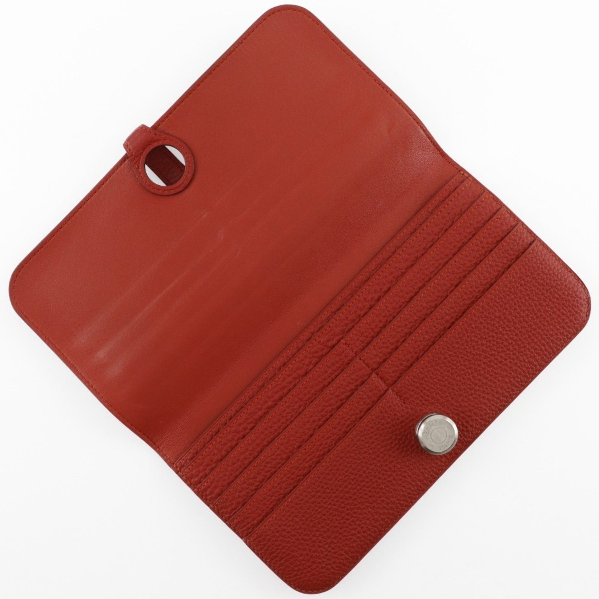 Hermès, Red, Leather, wallet
