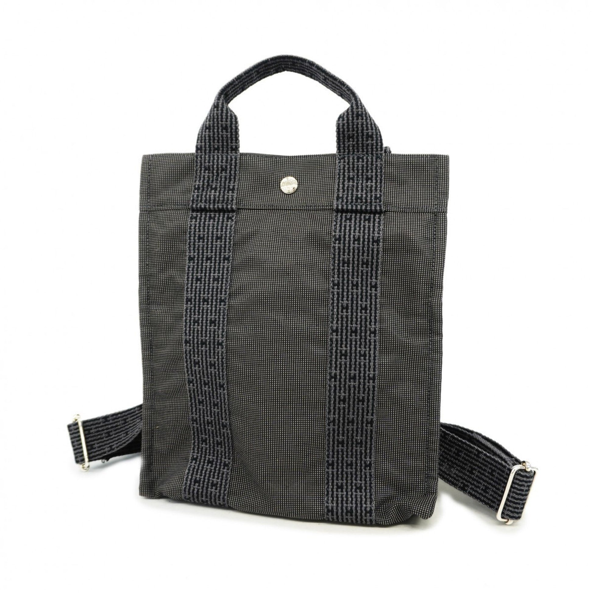 Hermès Herline, Grey, Canvas, backpack