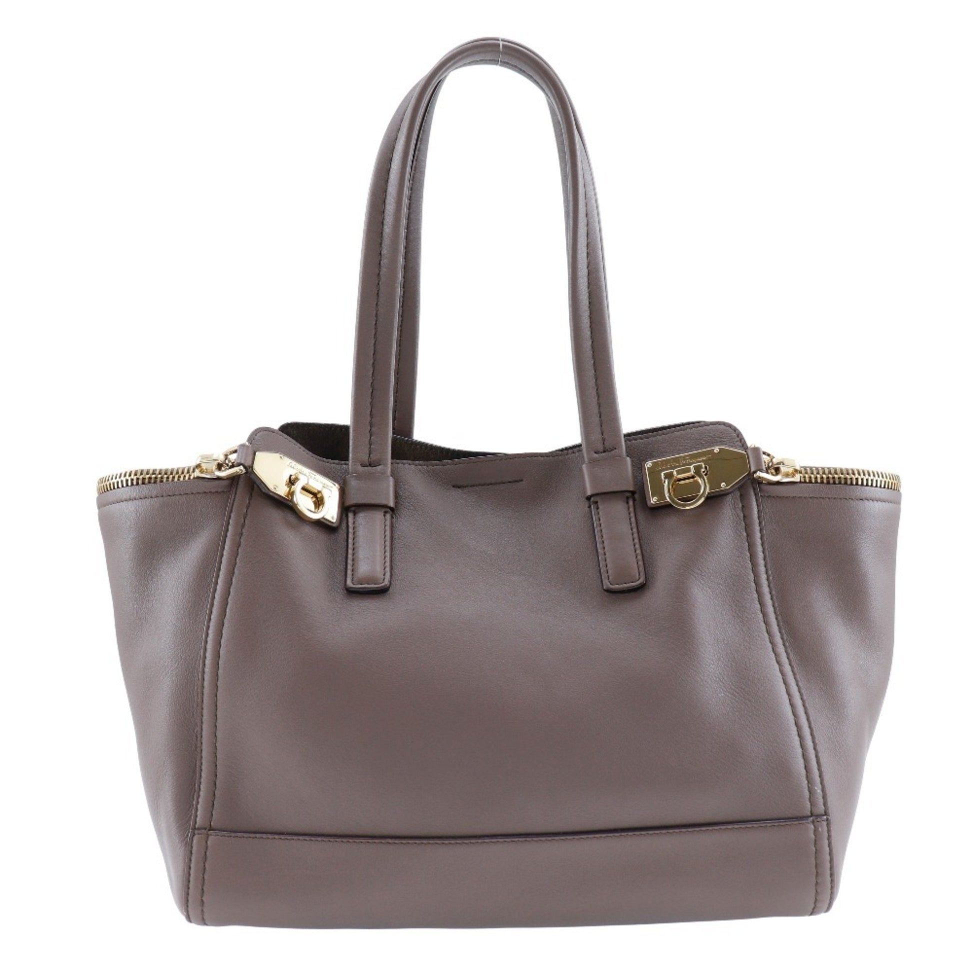 Salvatore Ferragamo Gancini, Brown, Leather, tote