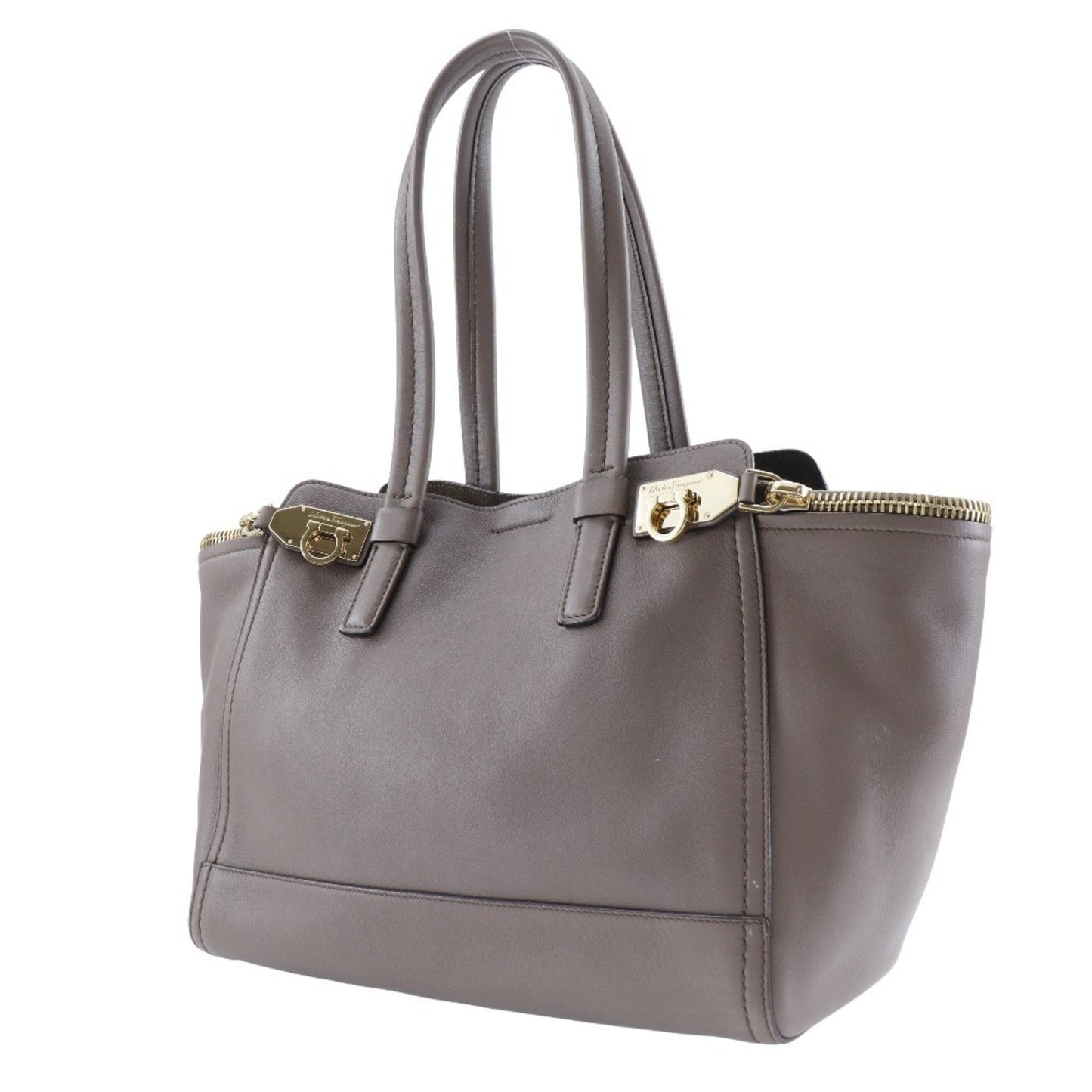 Salvatore Ferragamo Gancini, Brown, Leather, tote