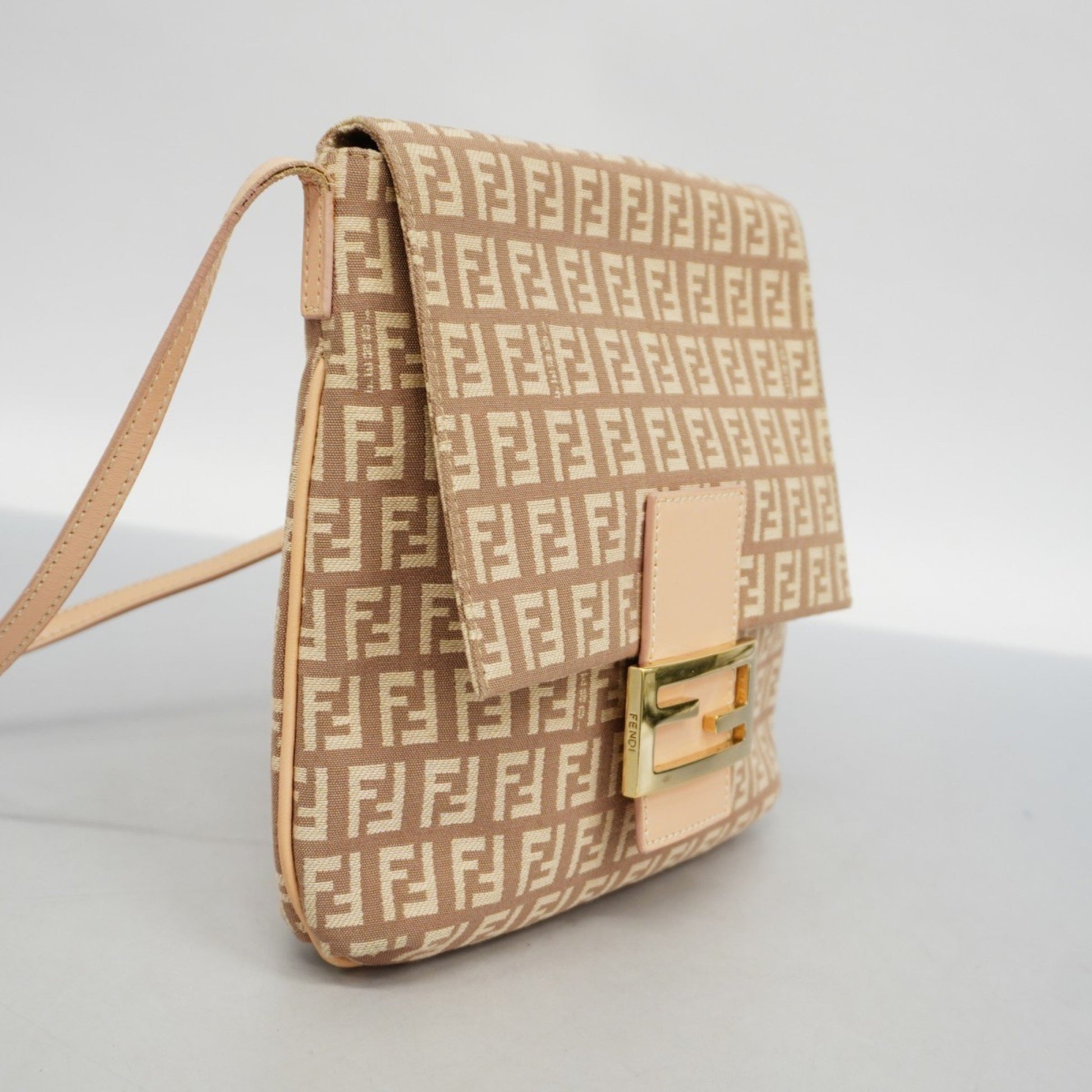 Fendi Zucca, Pink, Canvas, shoulder