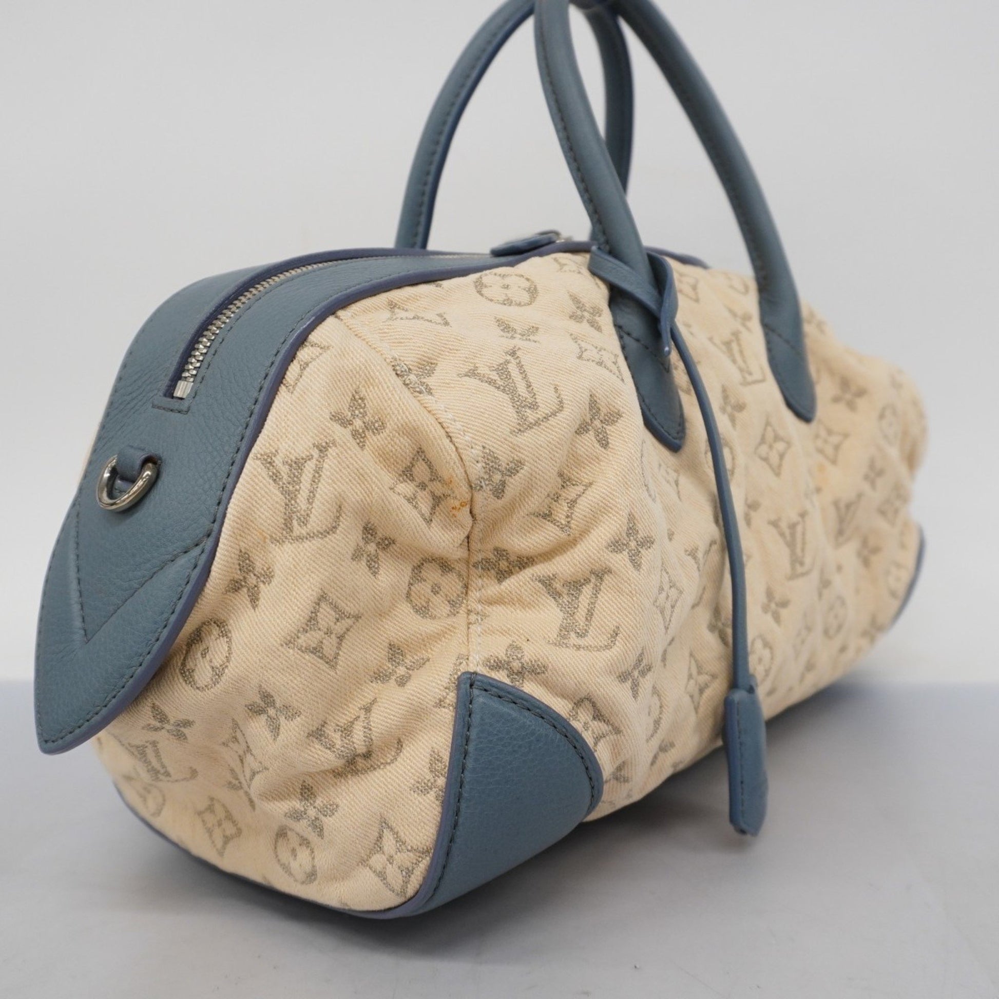 Louis Vuitton Speedy round, Blue, Denim - Jeans, handbag