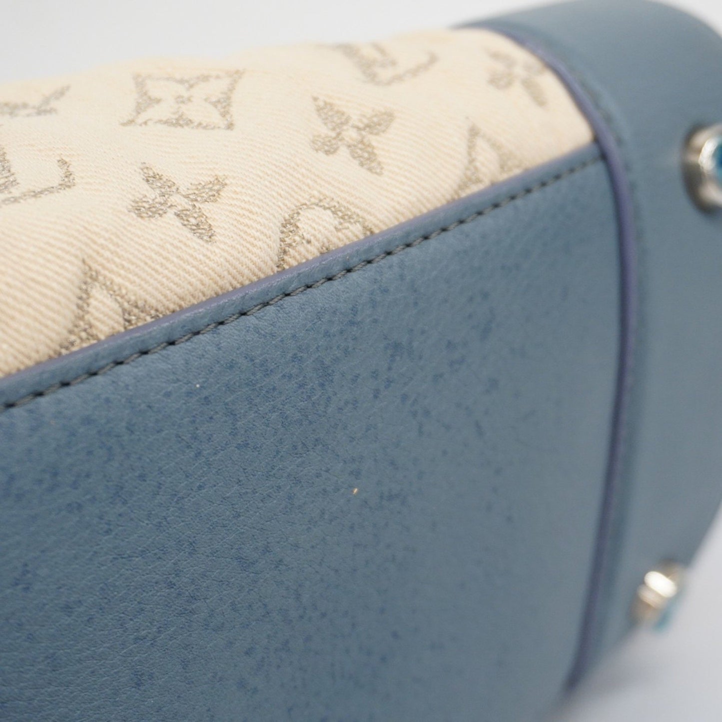 Louis Vuitton Speedy round, Blue, Denim - Jeans, handbag