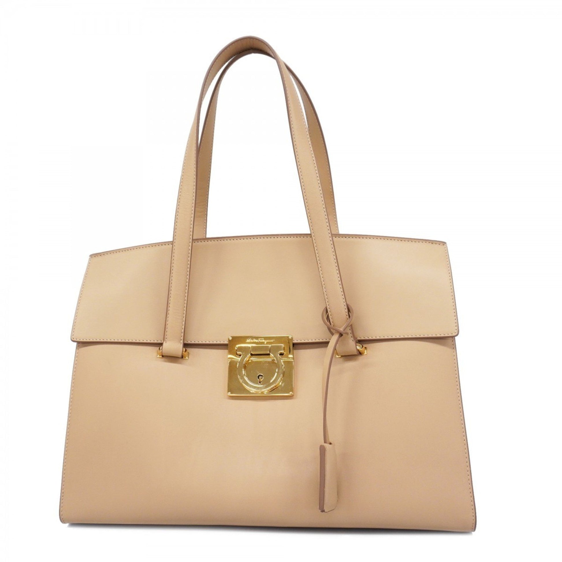 Salvatore Ferragamo Gancini, Beige, Leather, tote