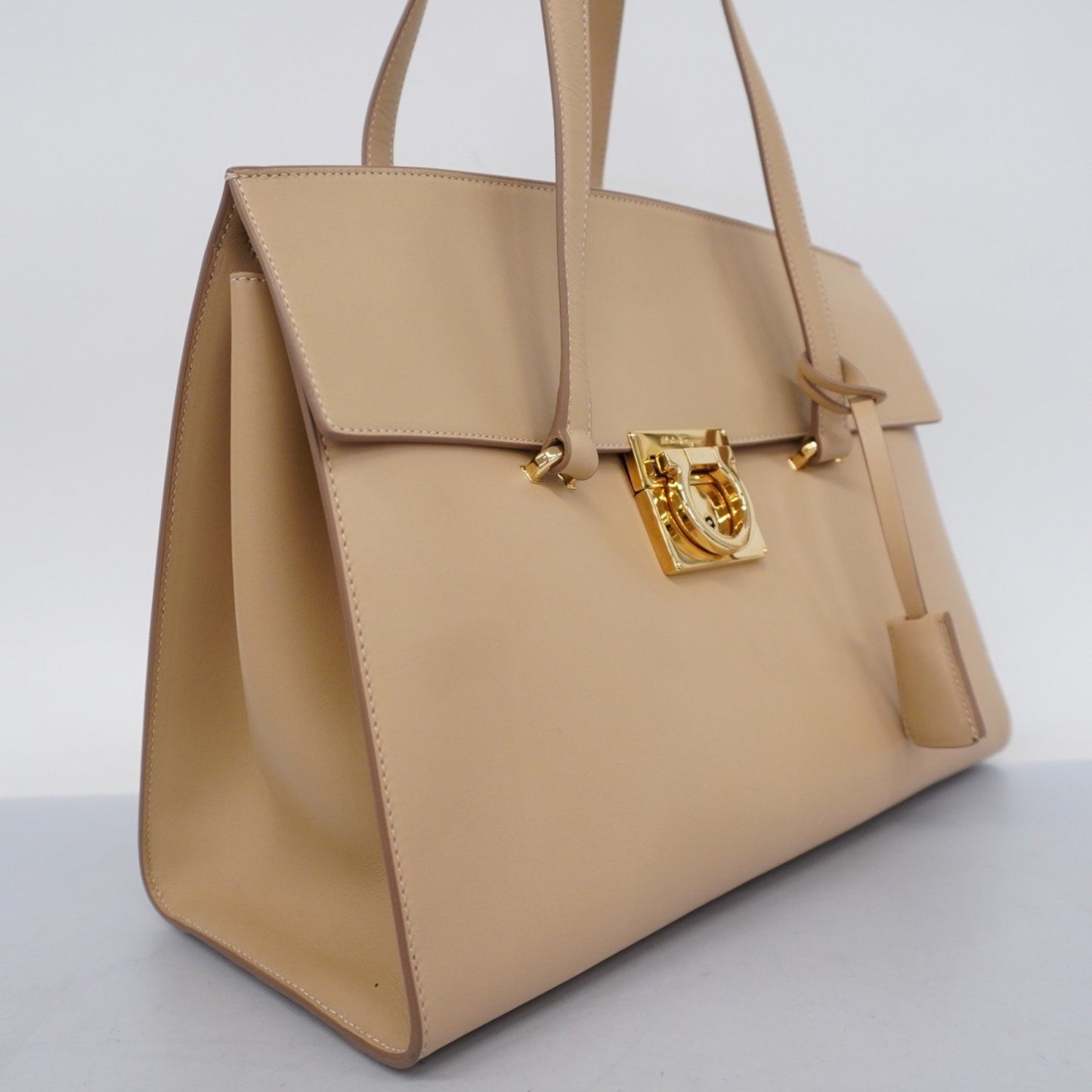 Salvatore Ferragamo Gancini, Beige, Leather, tote