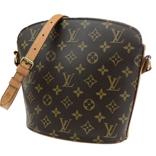 Louis Vuitton Drouot, Black, Canvas, shoulder